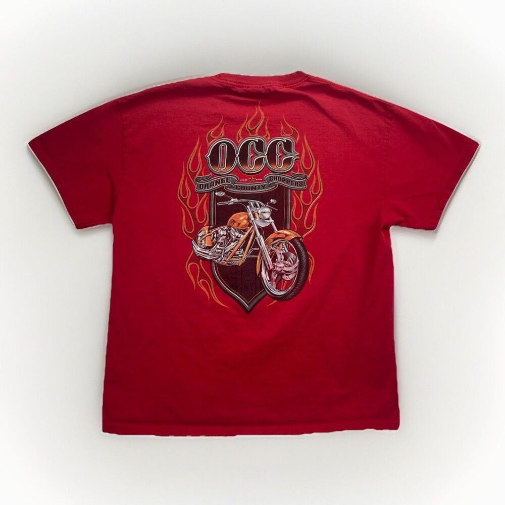 OCC Orange‎ County Choppers Flame T Shirt Mens Large Y2K Biker Red